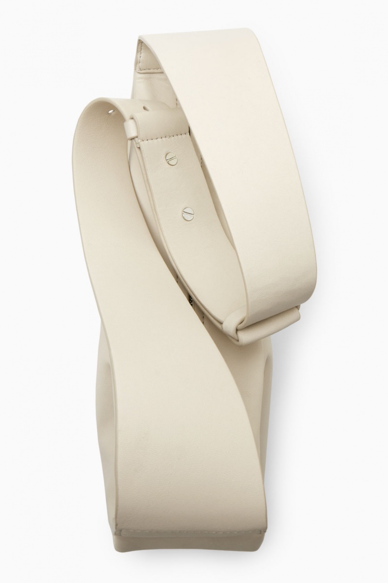 Women's COS Swing Crossbody Leather Crossbody Bag Cream NZ-37XCOETIJ