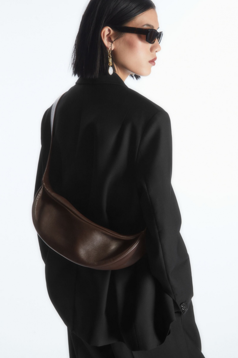 Women's COS Swing Crossbody Leather Crossbody Bag Dark Brown NZ-19HMPFIQY