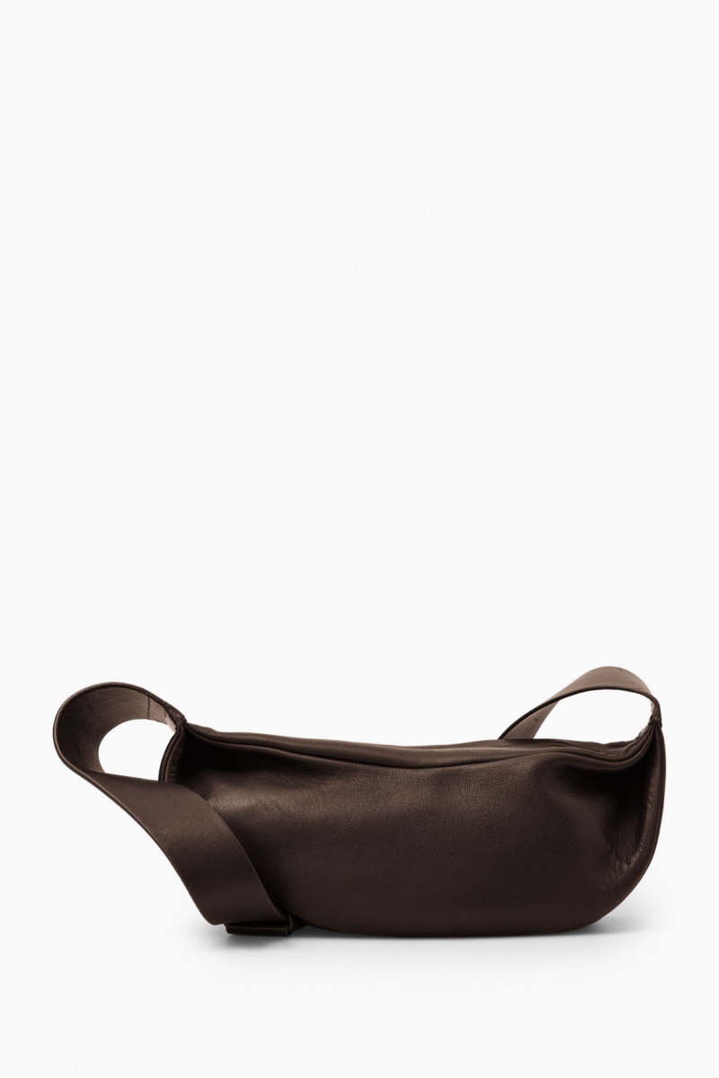 Women's COS Swing Crossbody Leather Crossbody Bag Dark Brown NZ-19HMPFIQY