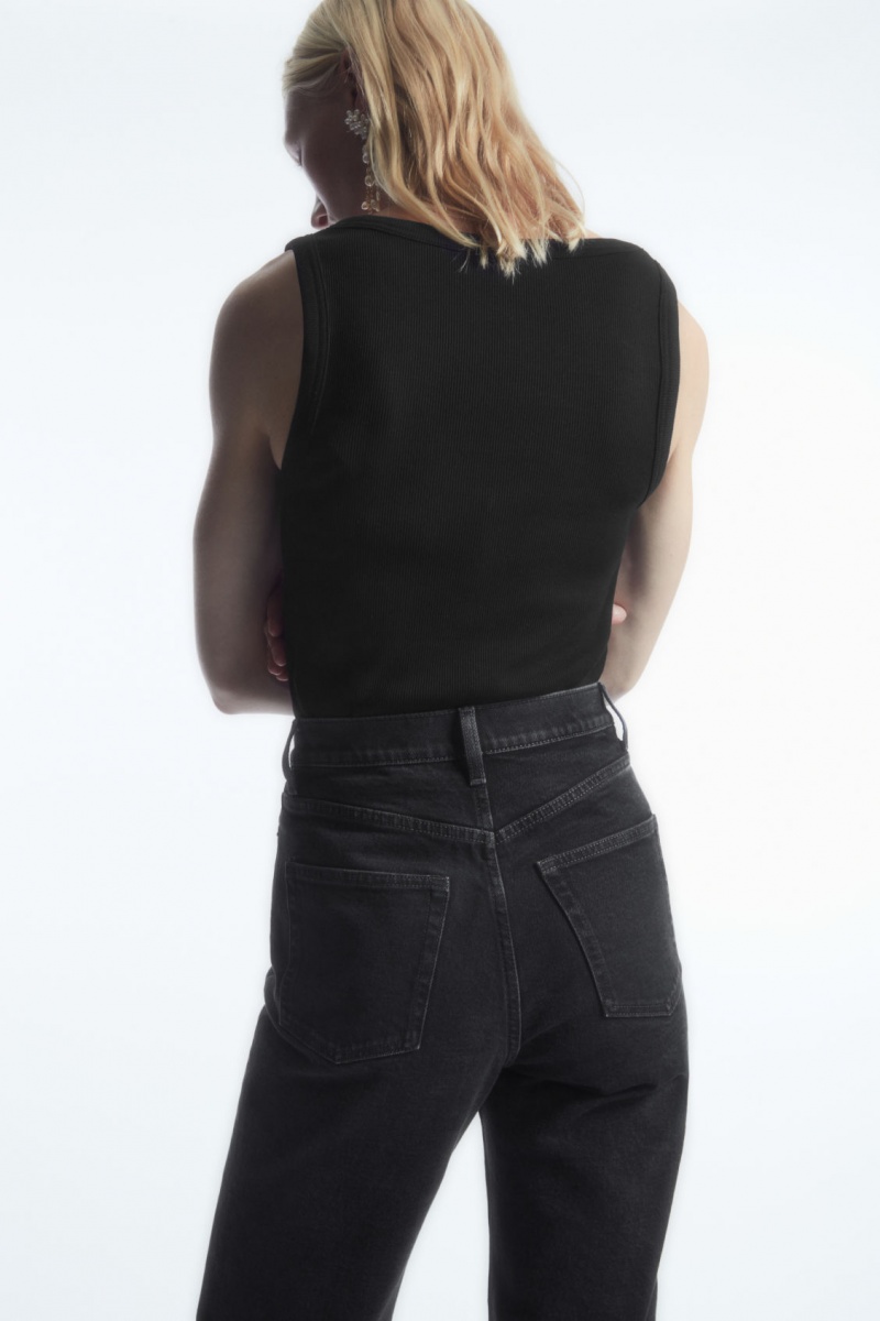 Women's COS Symmetry Straight Jeans Black NZ-16XEULAKD