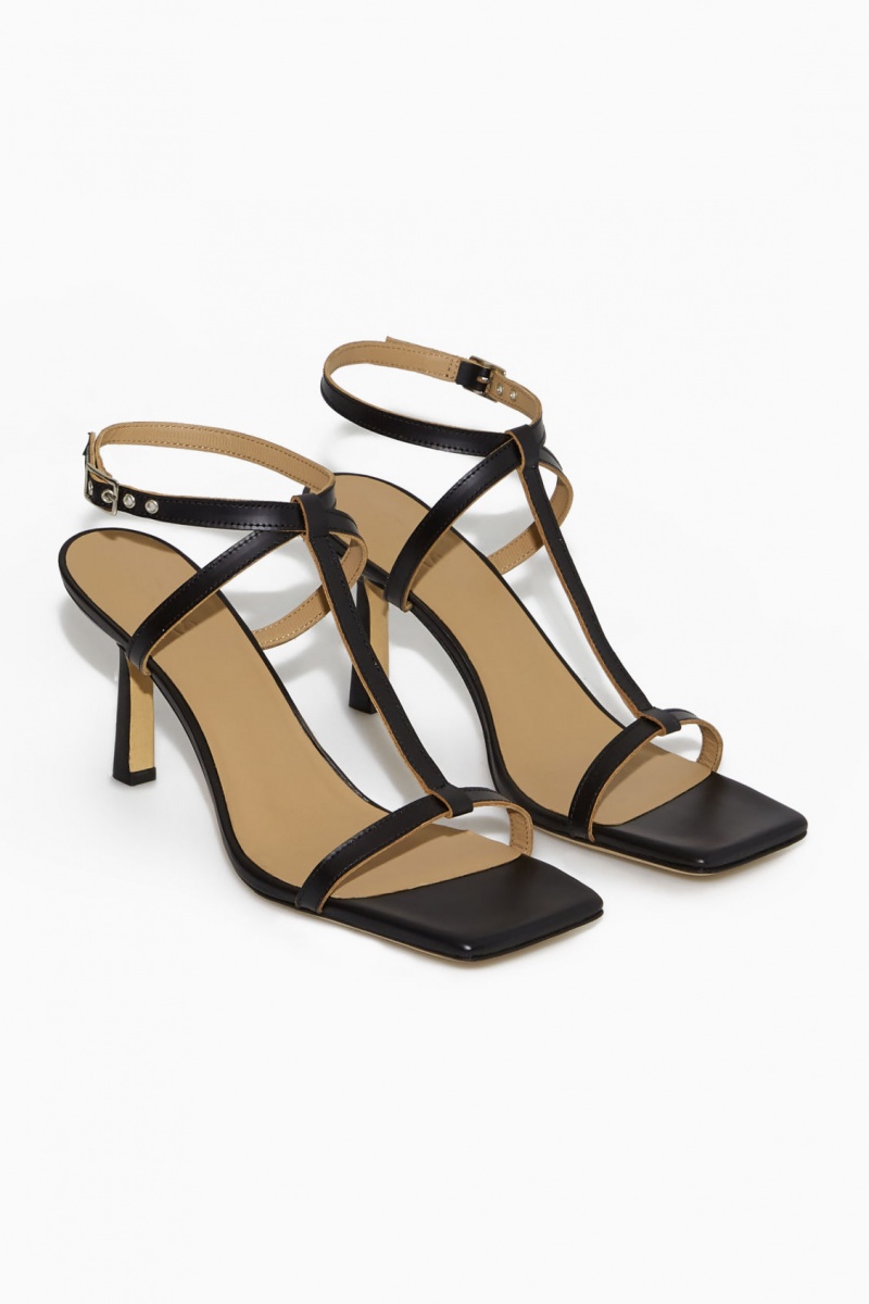 Women's COS T-Bar Heeled Sandals Black NZ-40ITSKDLH