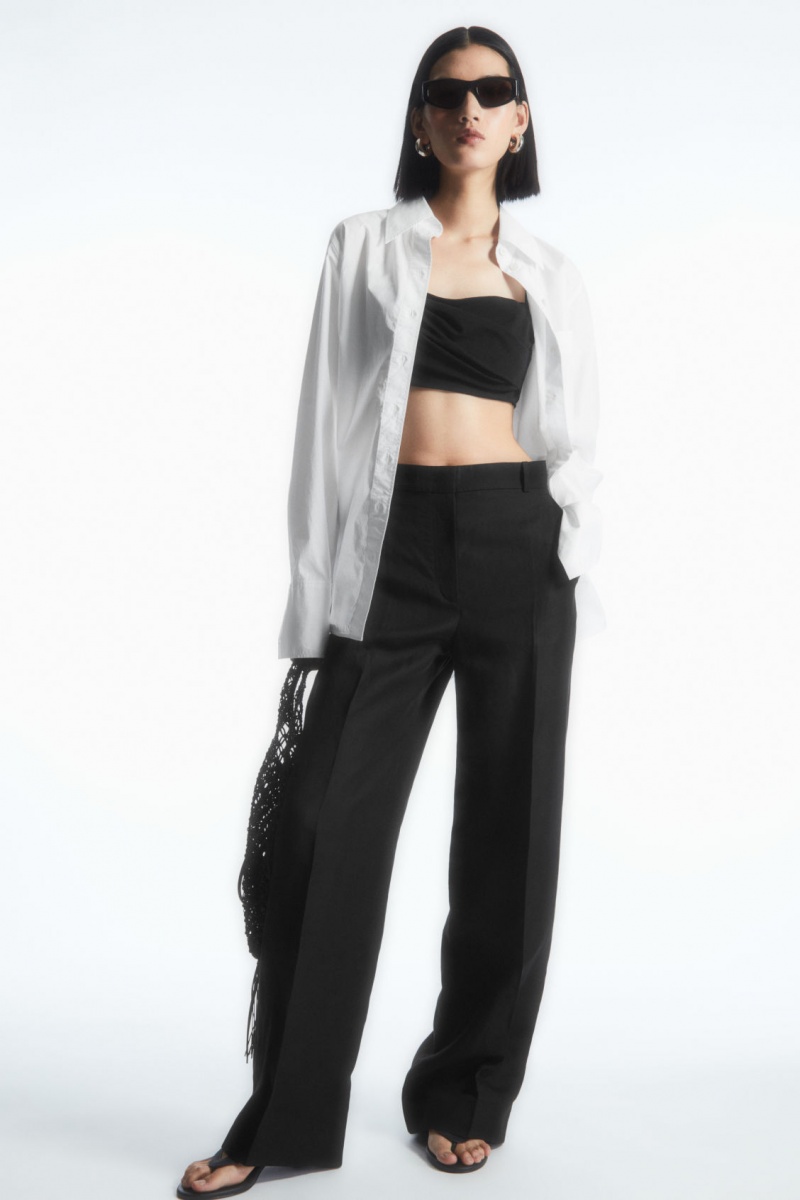 Women's COS Tailored Straight-Leg Pants Black NZ-56CYHIXUD