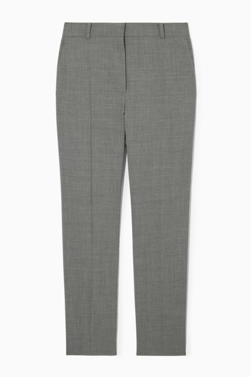 Women's COS Tailored Straight-Leg Wool Pants Dark Grey NZ-91JVGZXFS
