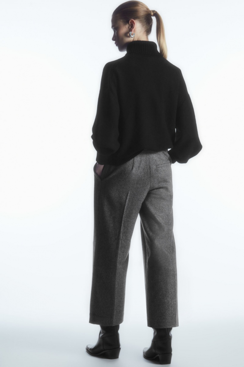 Women's COS Tailored Wool-Flannel Culottes Pants White / Black NZ-47IHPBXTL