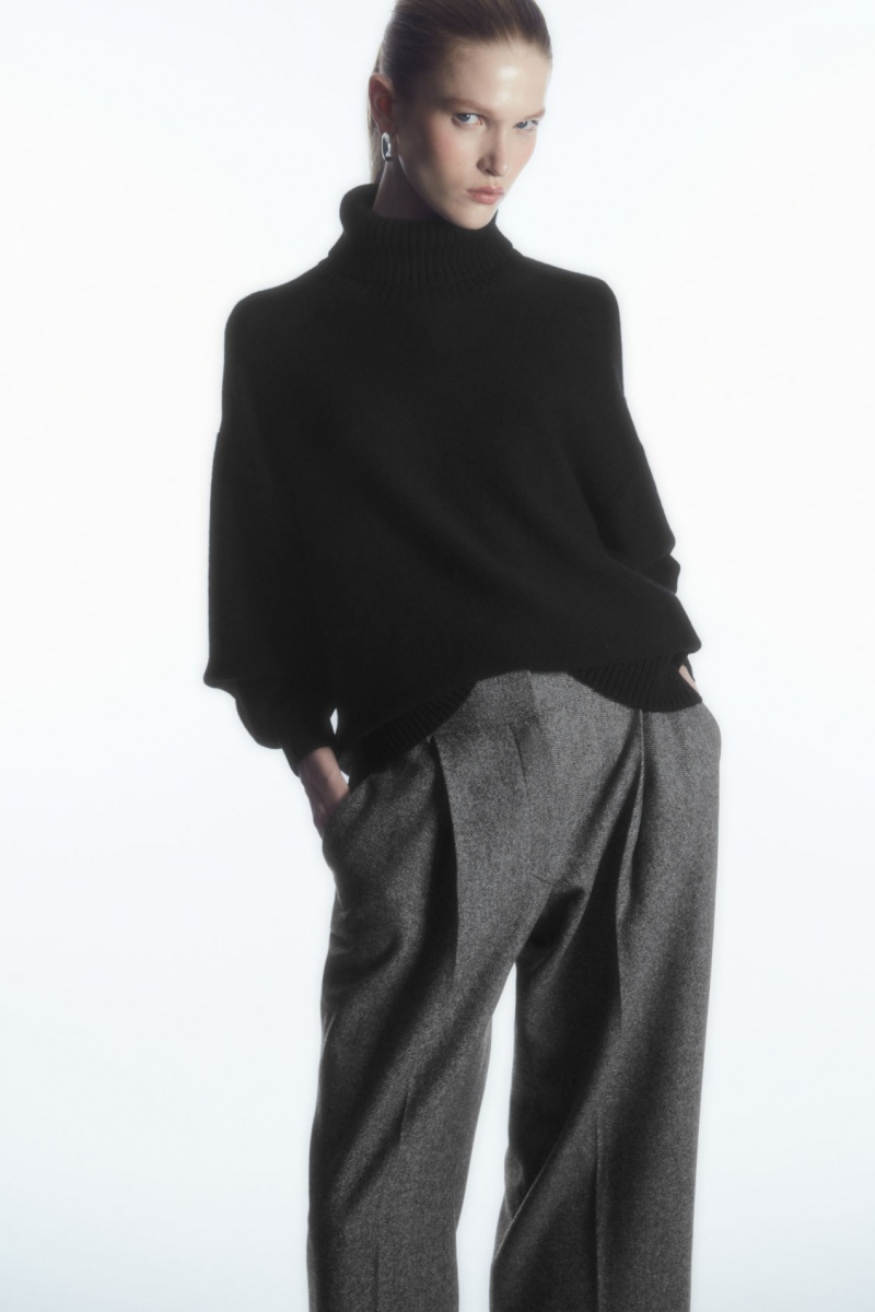 Women's COS Tailored Wool-Flannel Culottes Pants White / Black NZ-47IHPBXTL