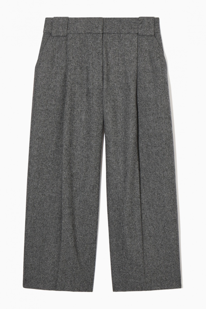 Women's COS Tailored Wool-Flannel Culottes Pants White / Black NZ-47IHPBXTL