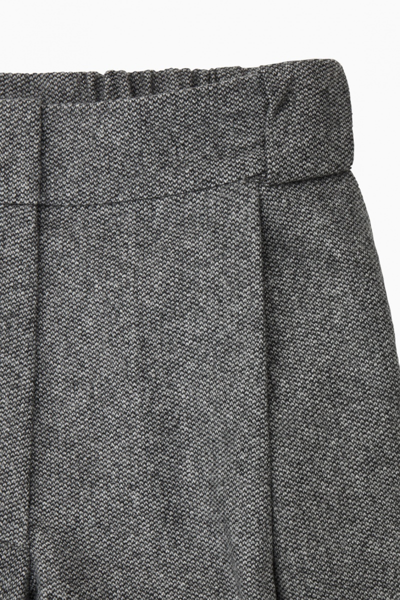 Women's COS Tailored Wool-Flannel Culottes Pants White / Black NZ-47IHPBXTL