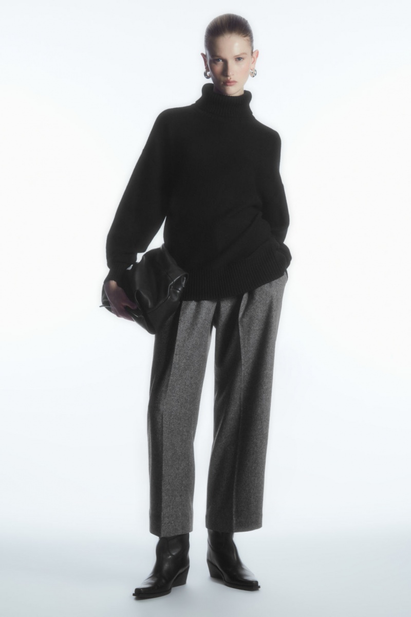 Women\'s COS Tailored Wool-Flannel Culottes Pants White / Black NZ-47IHPBXTL