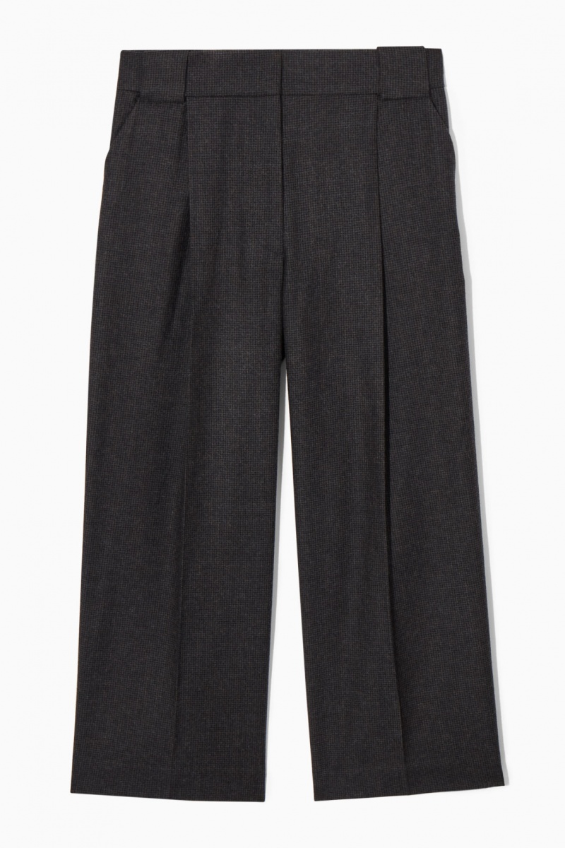 Women's COS Tailored Wool-Flannel Culottes Pants Dark Grey NZ-87NKETCVG