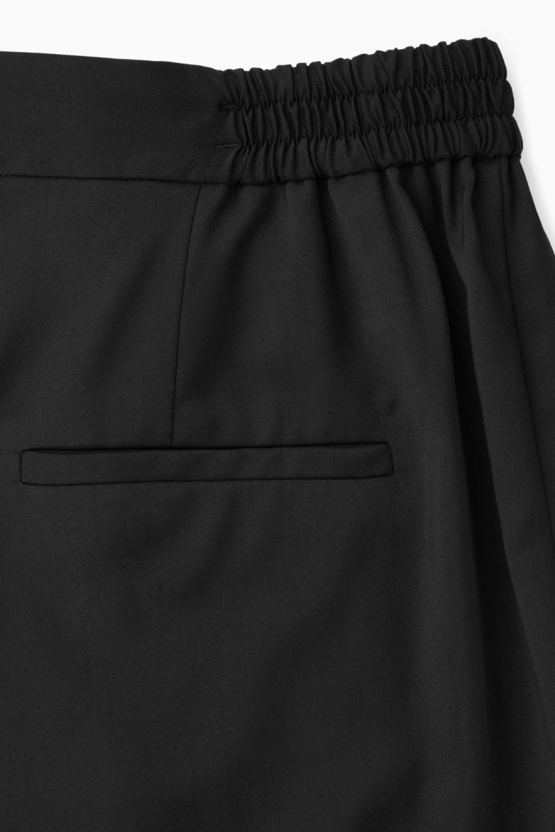 Women's COS Tapered Elasticated Wool Pants Black NZ-10YLBHUPG