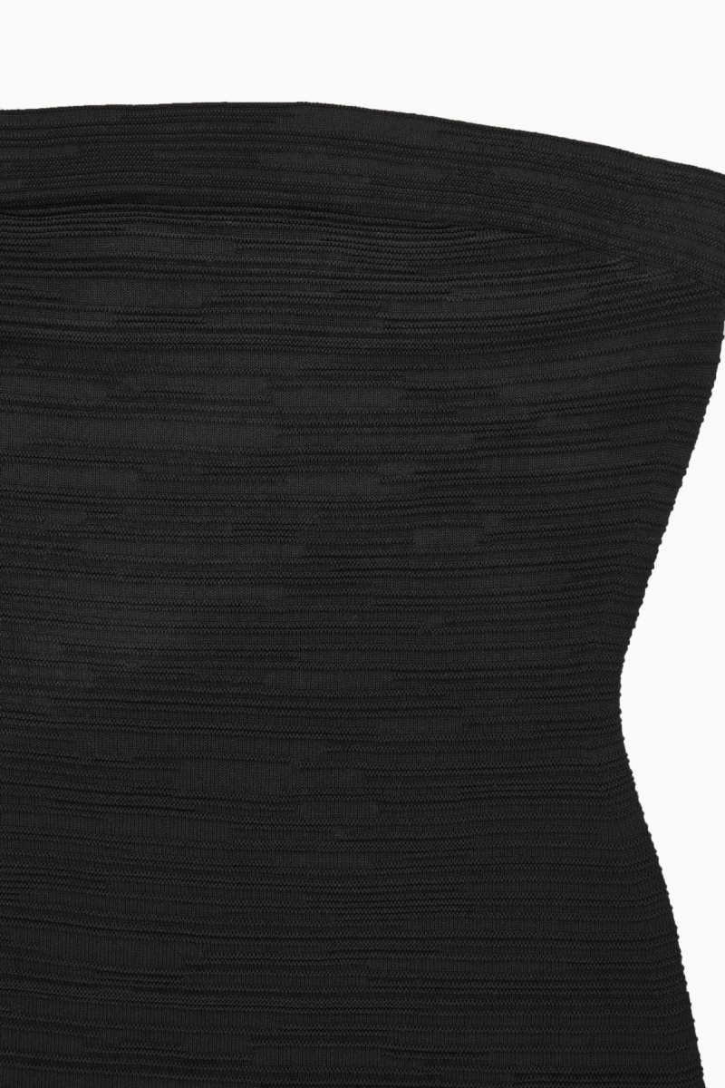 Women's COS Textured Bandeau Tops Black NZ-37MIDJAFG