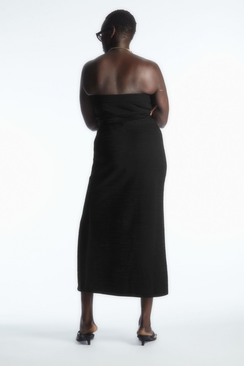 Women's COS Textured Pencil Skirt Black NZ-98IMCUWKA