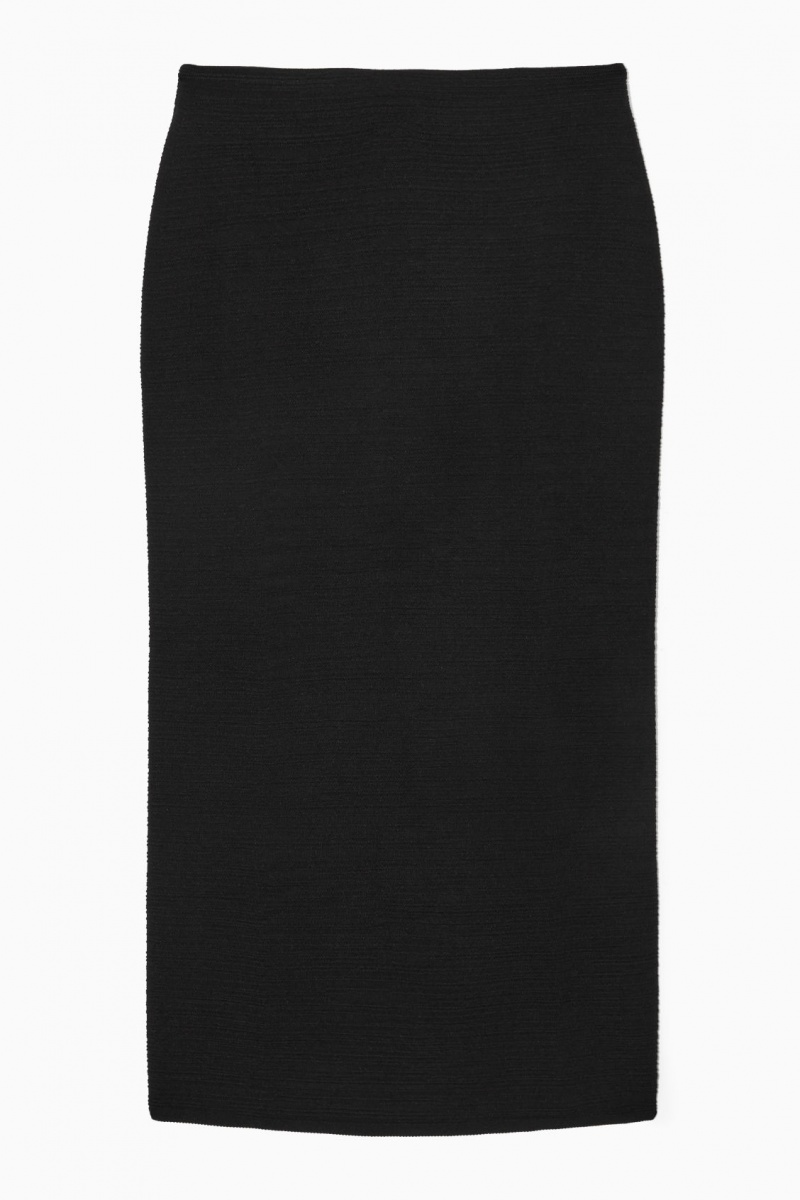 Women's COS Textured Pencil Skirt Black NZ-98IMCUWKA