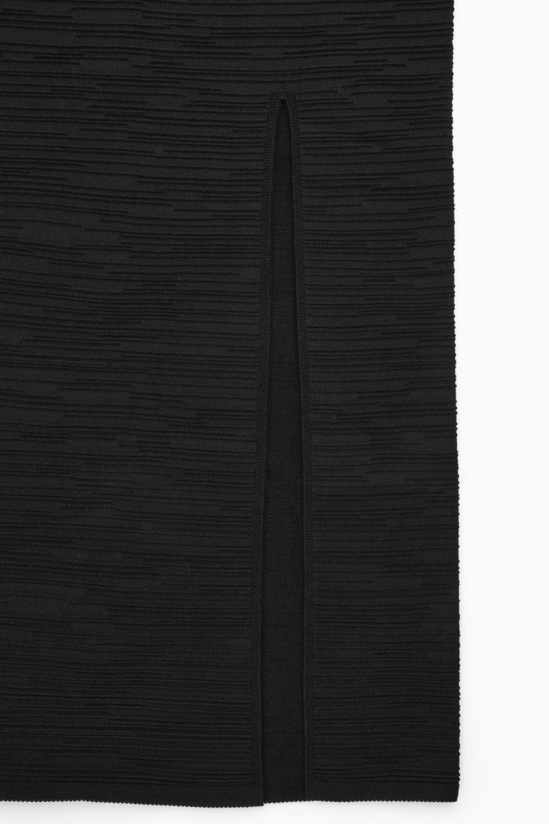 Women's COS Textured Pencil Skirt Black NZ-98IMCUWKA