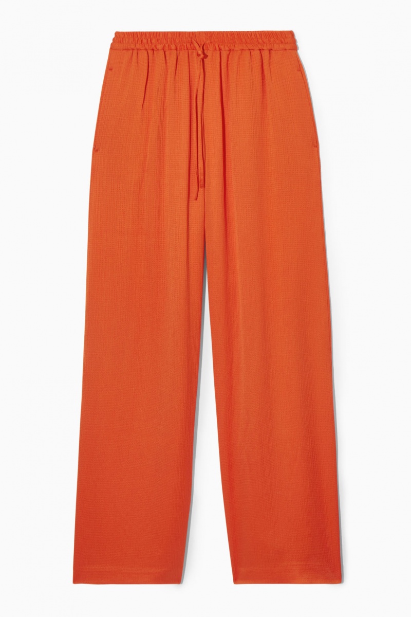 Women's COS Textured Wide-Leg Drawstring Pants Light Orange NZ-63GZCOTDQ