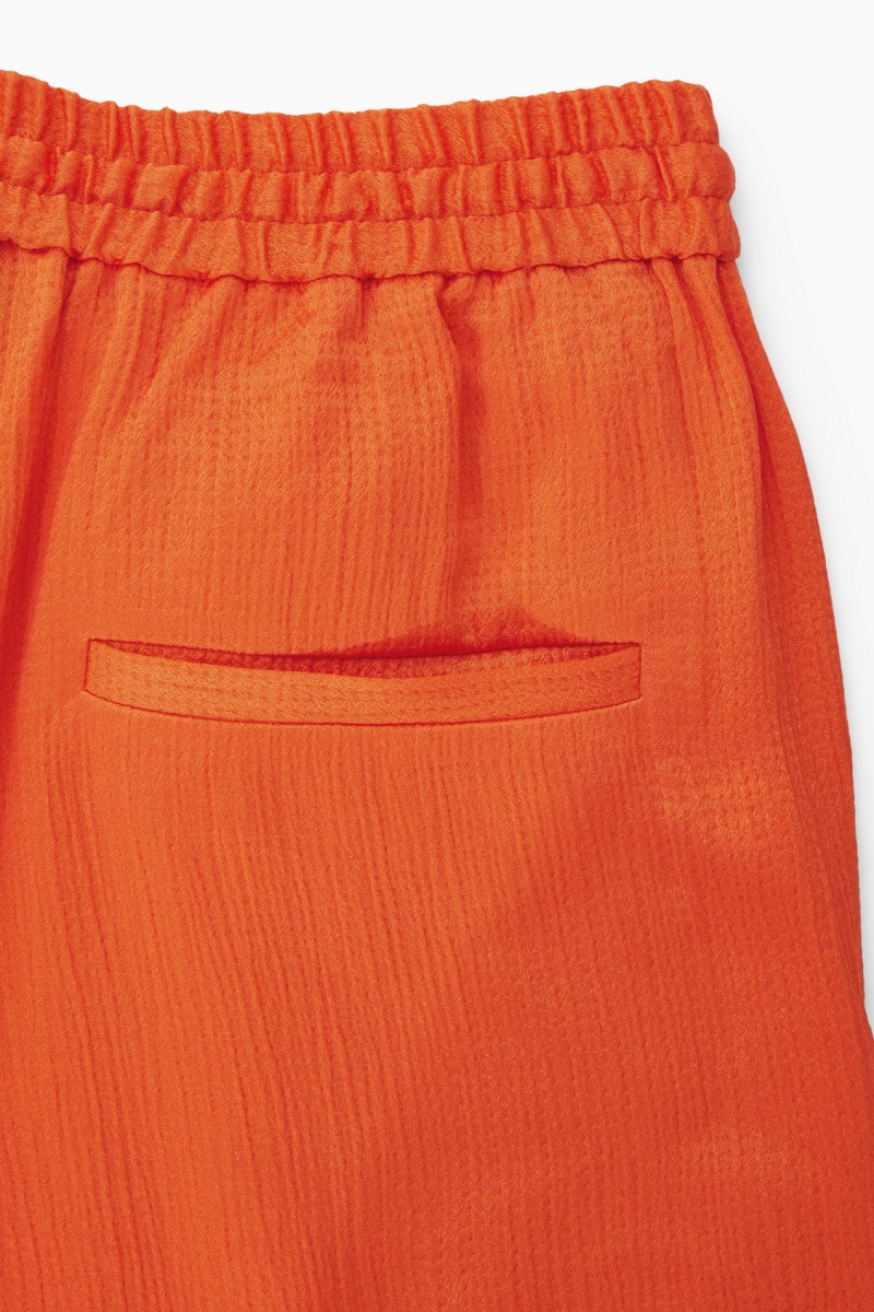 Women's COS Textured Wide-Leg Drawstring Pants Light Orange NZ-63GZCOTDQ