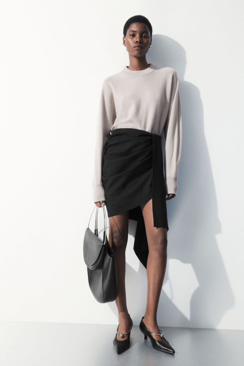 Women's COS The Asymmetric Draped Mini Skirt Black NZ-27TNIGOCF