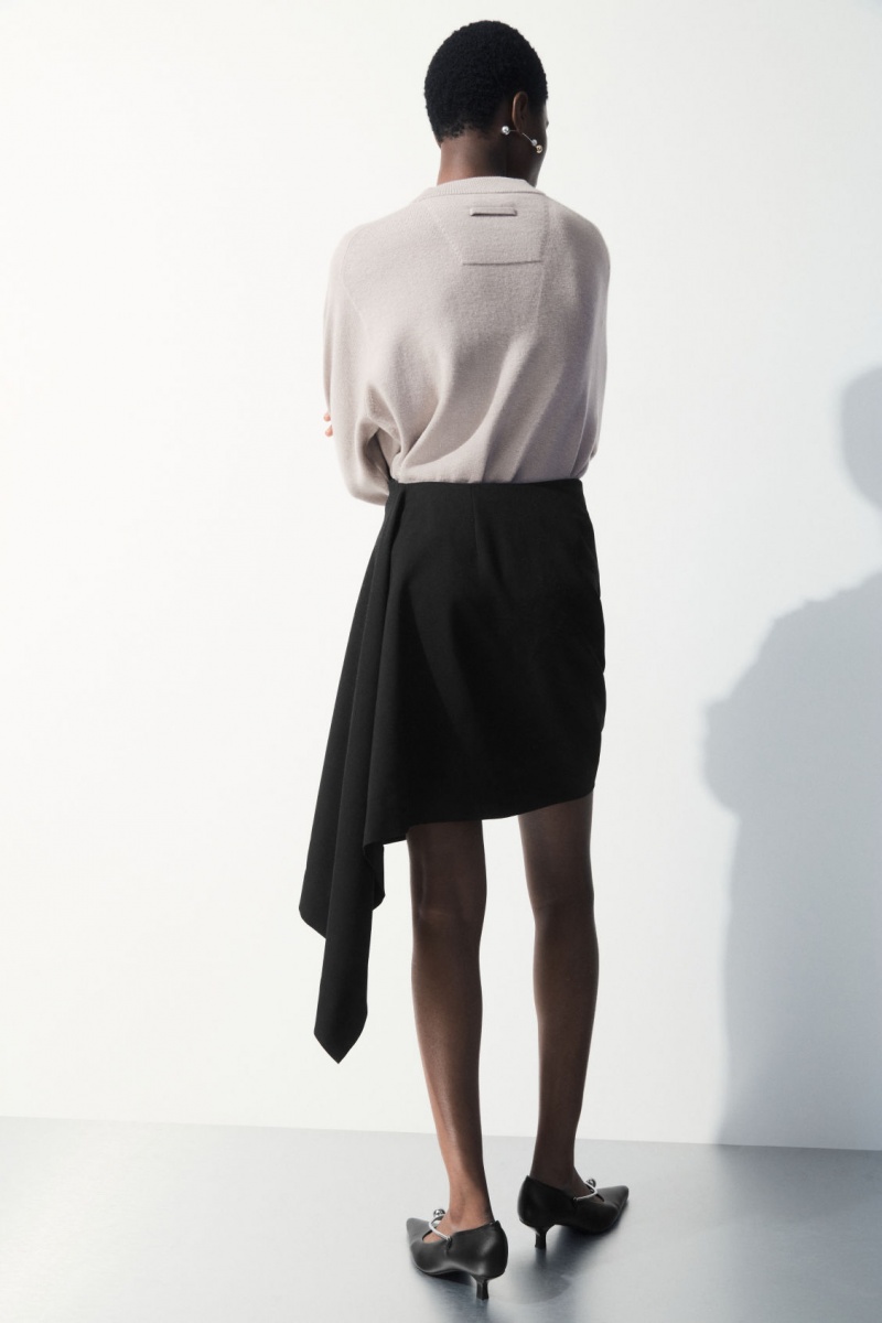 Women's COS The Asymmetric Draped Mini Skirt Black NZ-27TNIGOCF