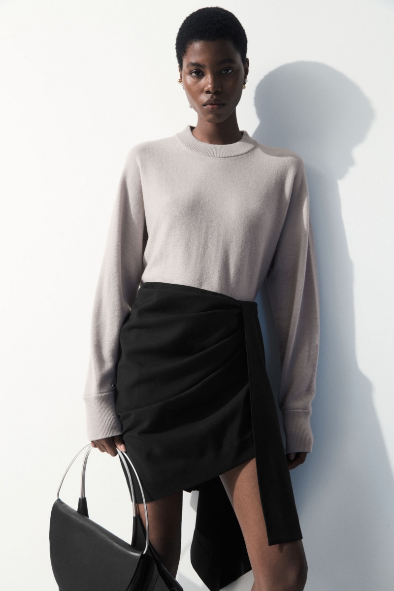 Women's COS The Asymmetric Draped Mini Skirt Black NZ-27TNIGOCF