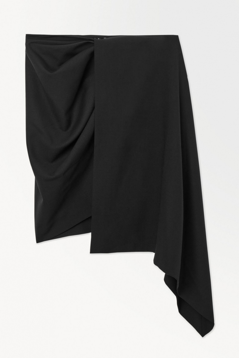 Women's COS The Asymmetric Draped Mini Skirt Black NZ-27TNIGOCF