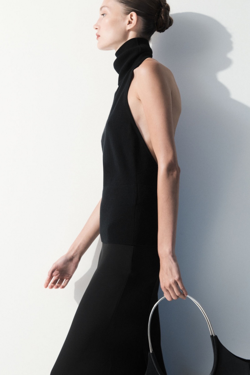 Women's COS The Backless Cashmere Tops Black NZ-78OLIMKHQ