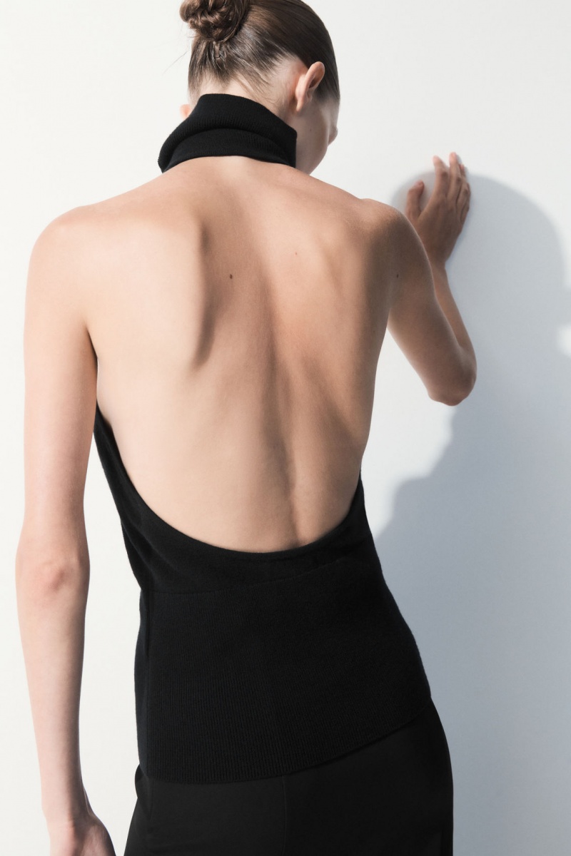 Women's COS The Backless Cashmere Tops Black NZ-78OLIMKHQ