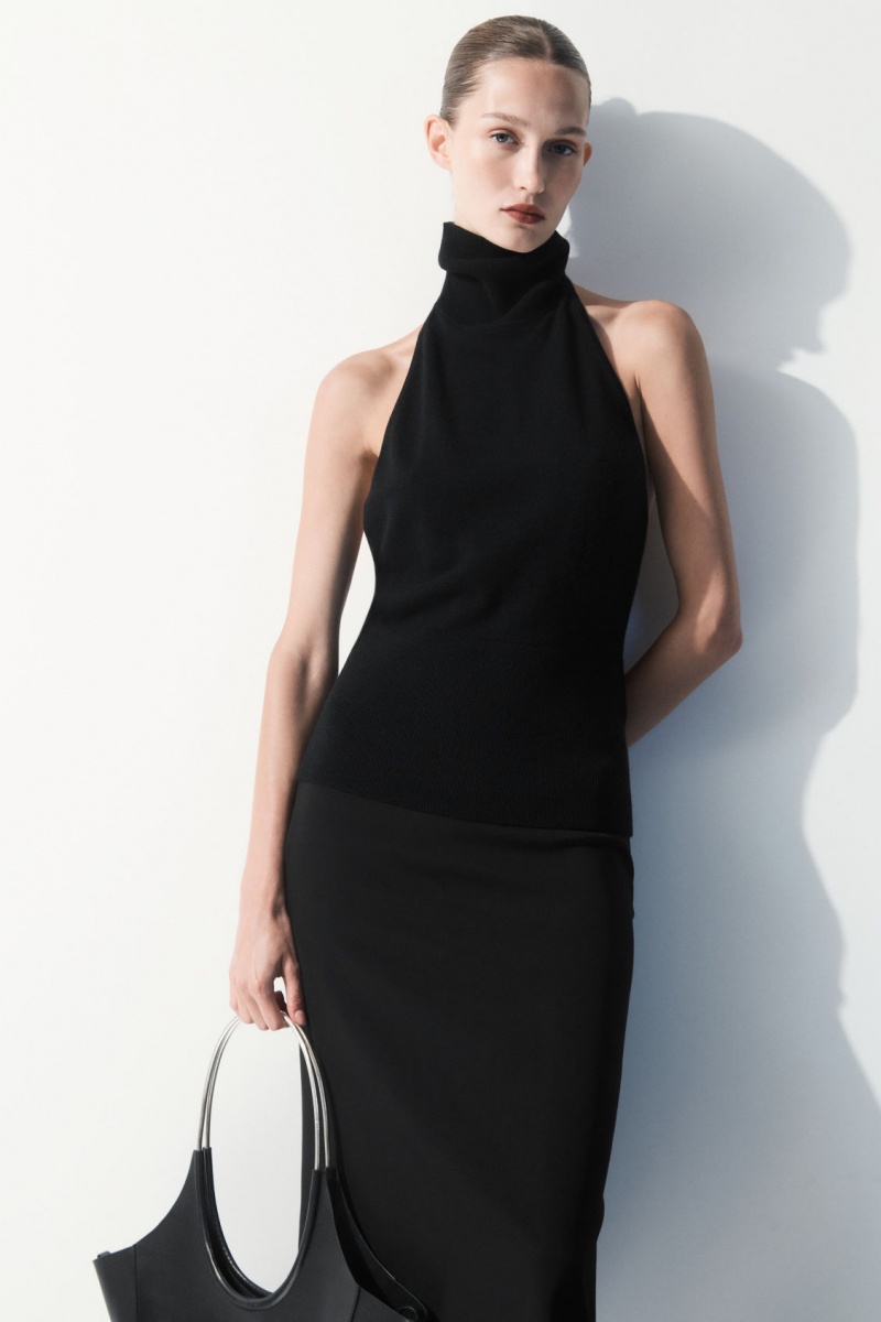 Women's COS The Backless Cashmere Tops Black NZ-78OLIMKHQ
