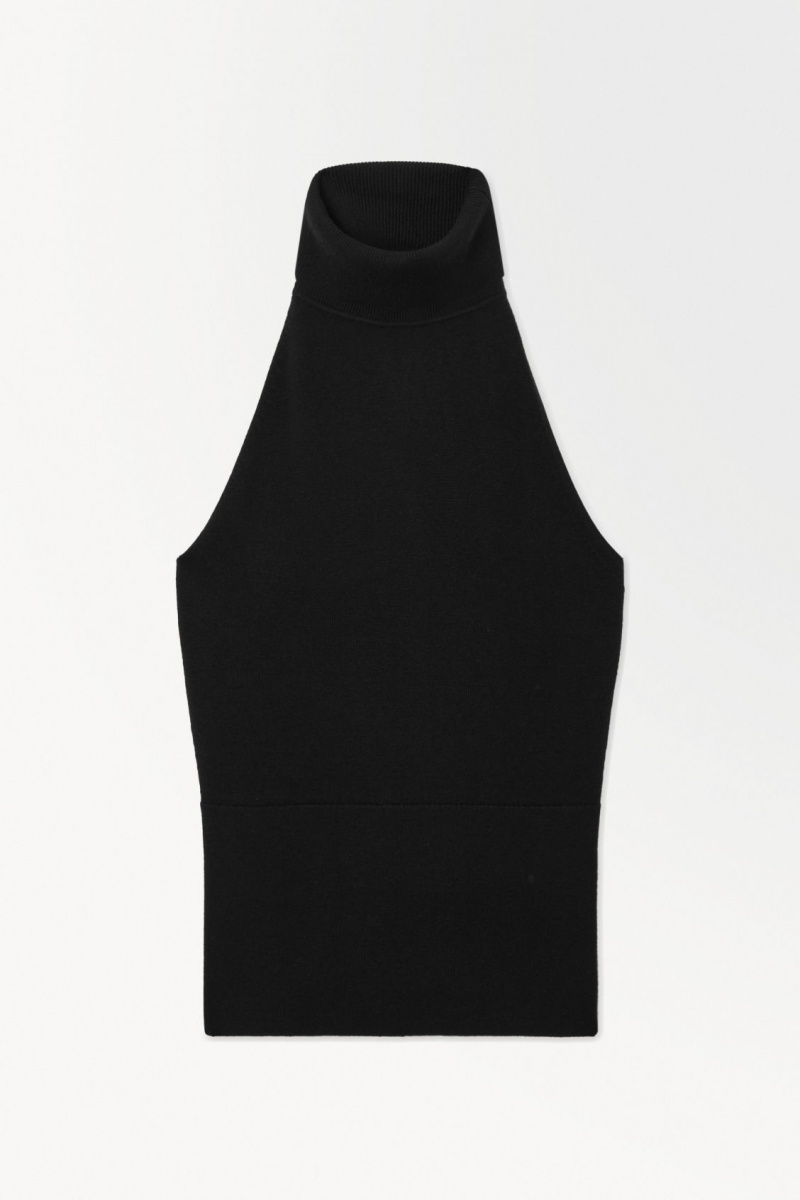 Women's COS The Backless Cashmere Tops Black NZ-78OLIMKHQ