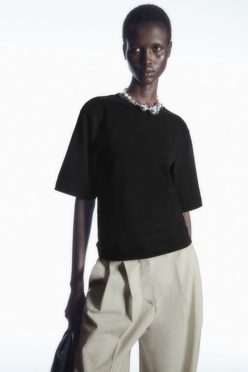 Women's COS The Bow Back T-Shirt Black NZ-13EWXYSID
