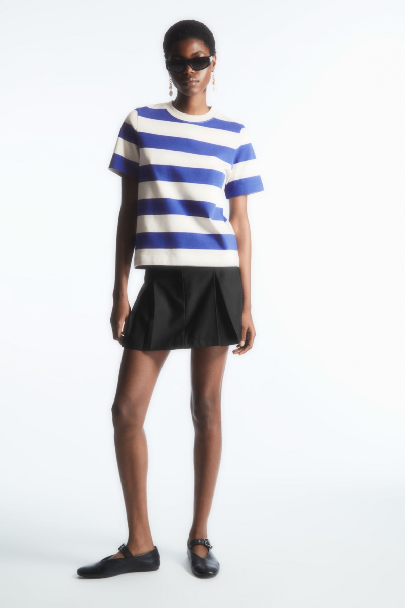 Women's COS The Clean Cut T-Shirt Blue / White NZ-92IDEWSMX