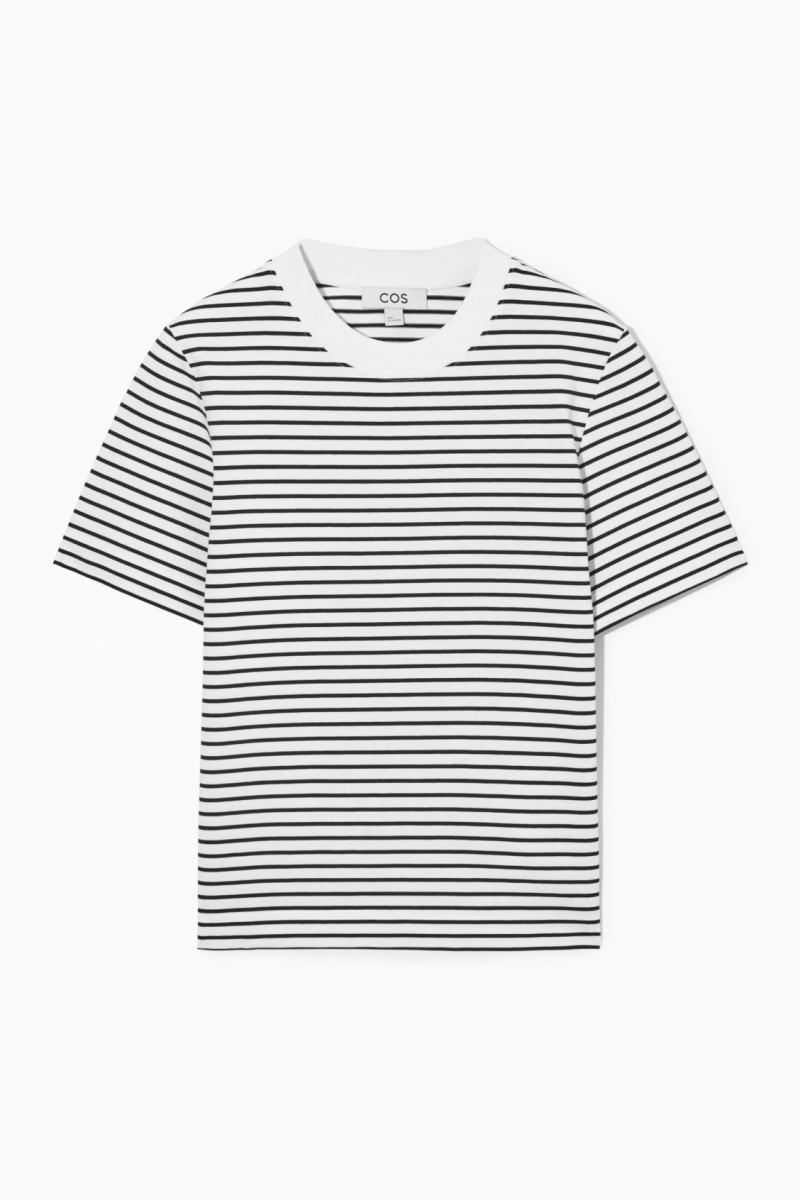 Women's COS The Clean Cut T-Shirt White / Black NZ-40PMCKAIN