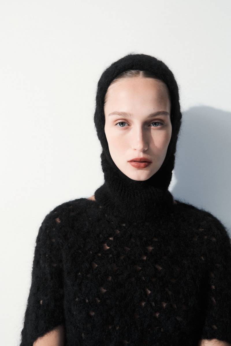 Women's COS The Crochet-Knit Balaclava Hats Black NZ-78FLQTJGI