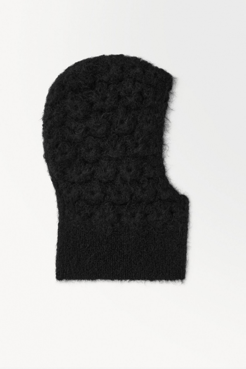 Women's COS The Crochet-Knit Balaclava Hats Black NZ-78FLQTJGI