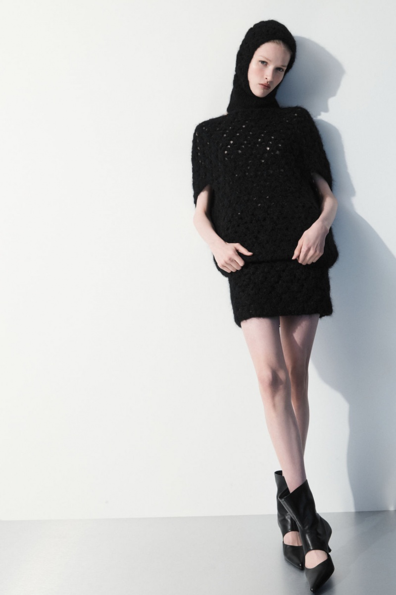 Women's COS The Crochet-Knit Sweaters Black NZ-69TDFIZPU