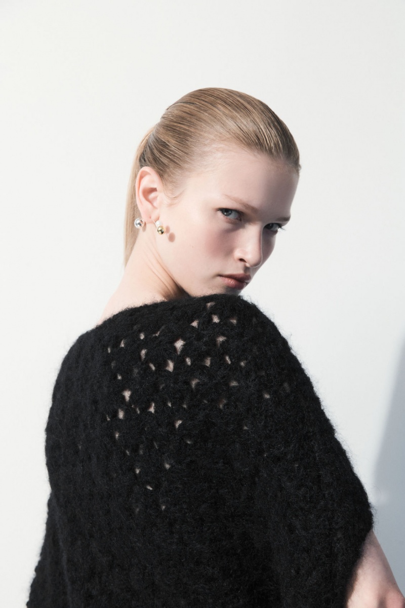 Women's COS The Crochet-Knit Sweaters Black NZ-69TDFIZPU