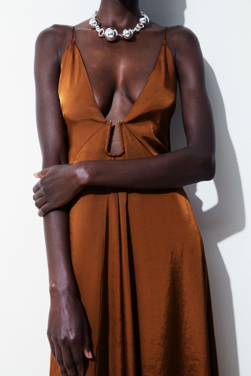 Women's COS The Cutout Slip Dress Brown NZ-27MHCXGNK