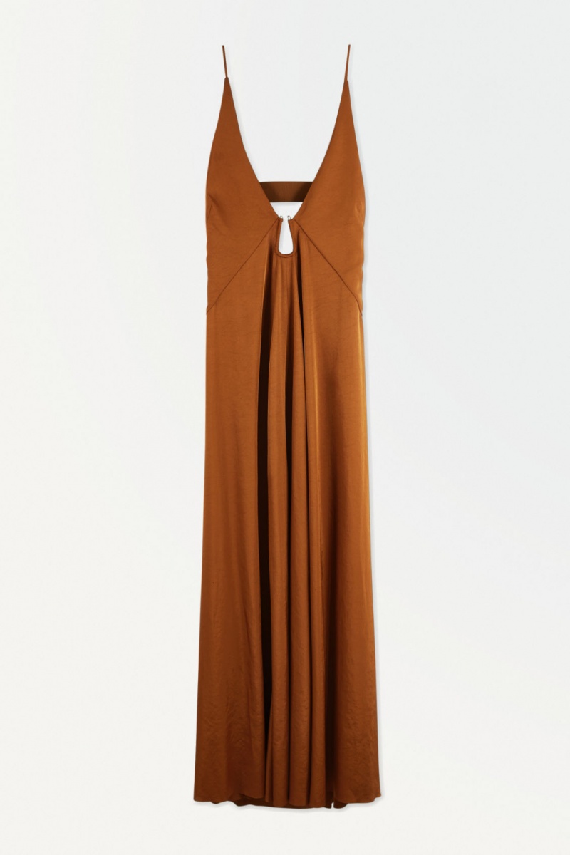 Women's COS The Cutout Slip Dress Brown NZ-27MHCXGNK
