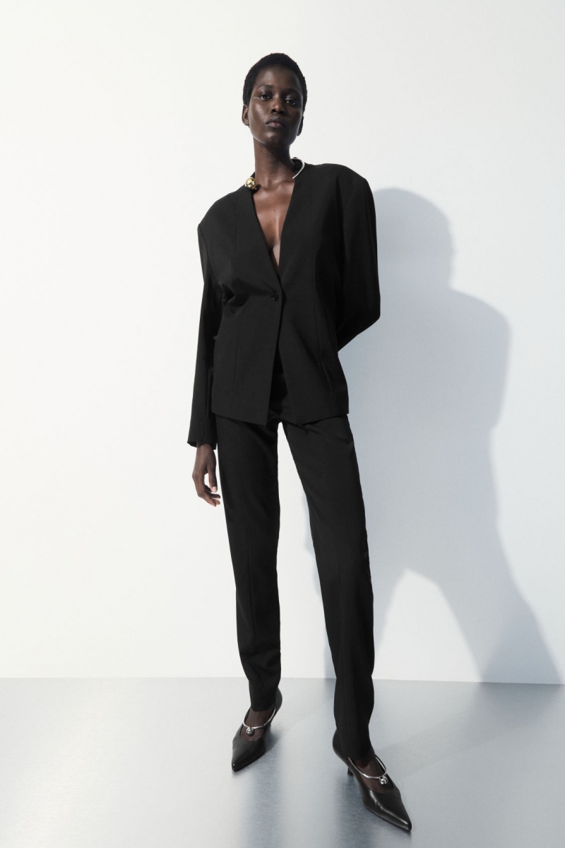Women's COS The Draped-Waist Blazer Black NZ-38GRMINZS