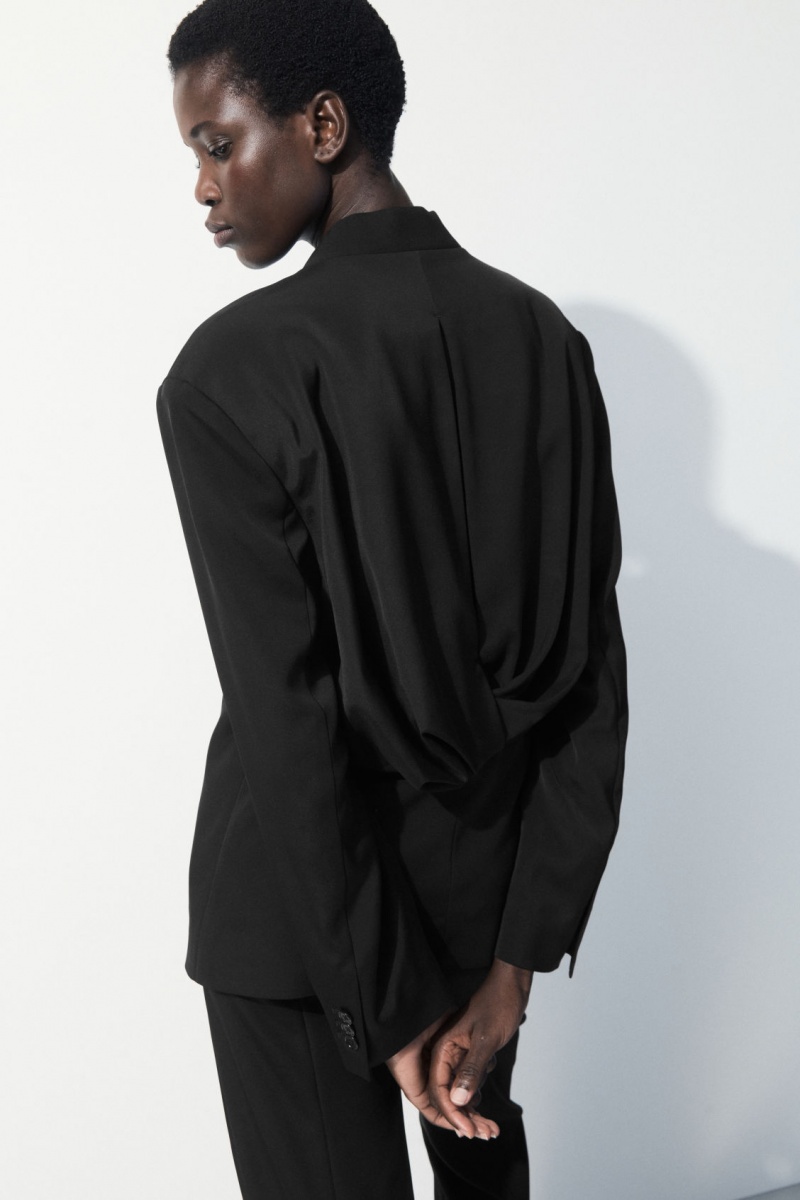 Women's COS The Draped-Waist Blazer Black NZ-38GRMINZS