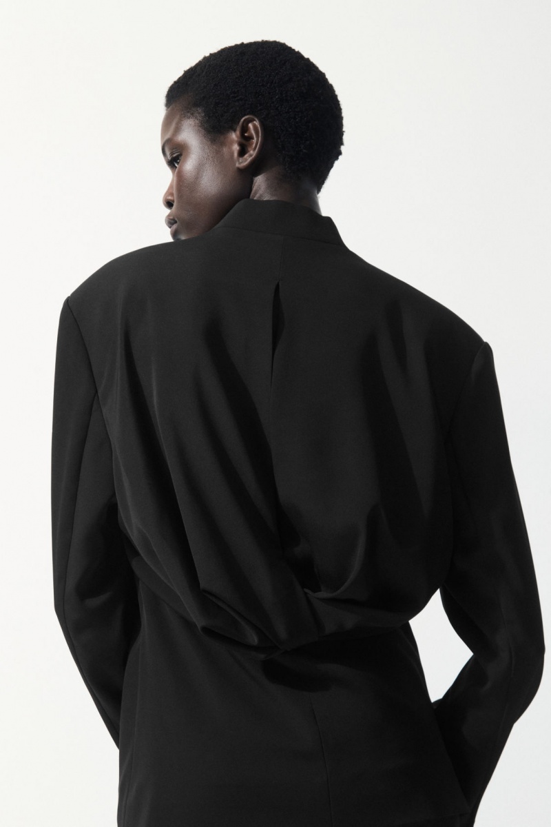 Women's COS The Draped-Waist Blazer Black NZ-38GRMINZS