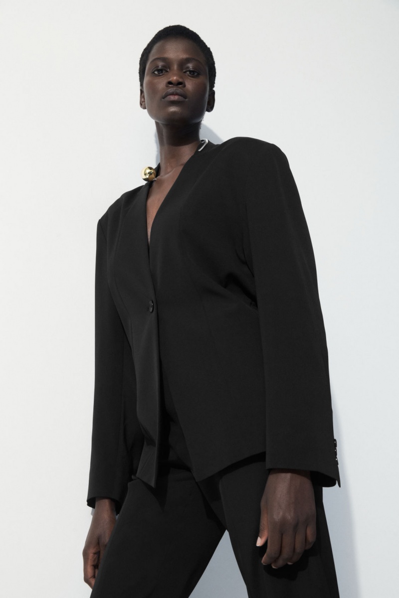 Women's COS The Draped-Waist Blazer Black NZ-38GRMINZS