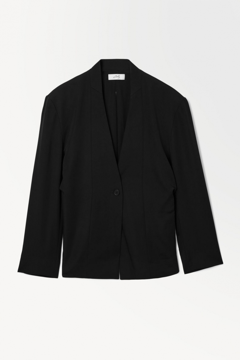 Women's COS The Draped-Waist Blazer Black NZ-38GRMINZS