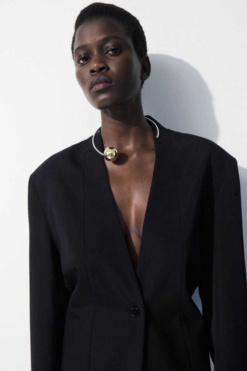 Women\'s COS The Draped-Waist Blazer Black NZ-38GRMINZS