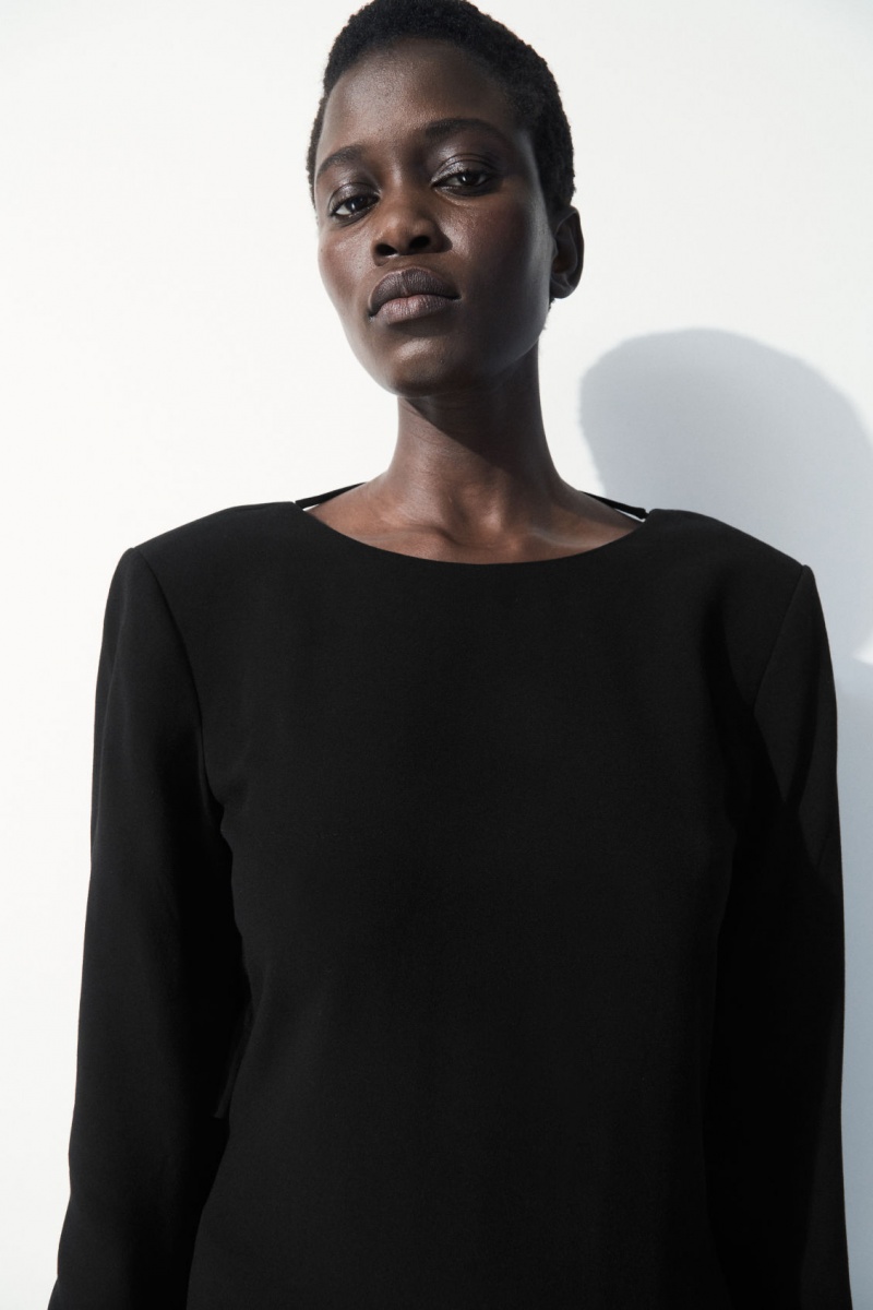 Women's COS The Draped Open-Back Mini Dress Black NZ-30JRSLXUN