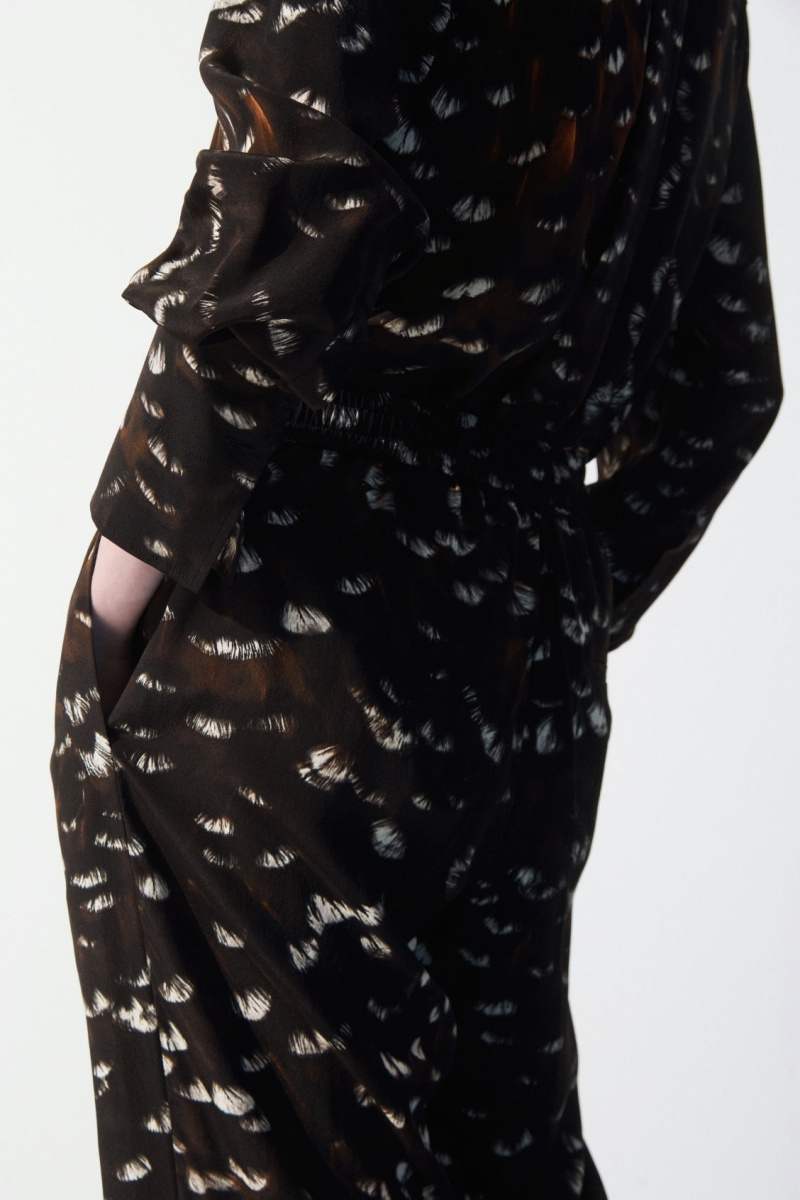 Women's COS The Feather-Print Silk Pants Black NZ-41JBWFITX