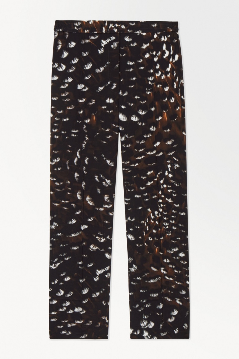 Women's COS The Feather-Print Silk Pants Black NZ-41JBWFITX