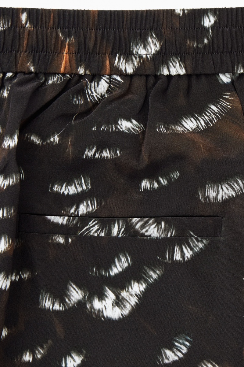 Women's COS The Feather-Print Silk Pants Black NZ-41JBWFITX