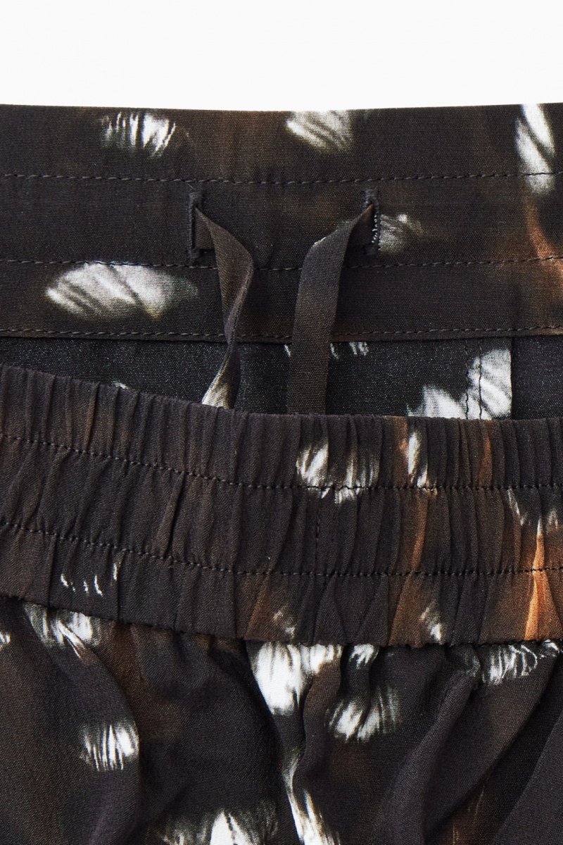 Women's COS The Feather-Print Silk Pants Black NZ-41JBWFITX