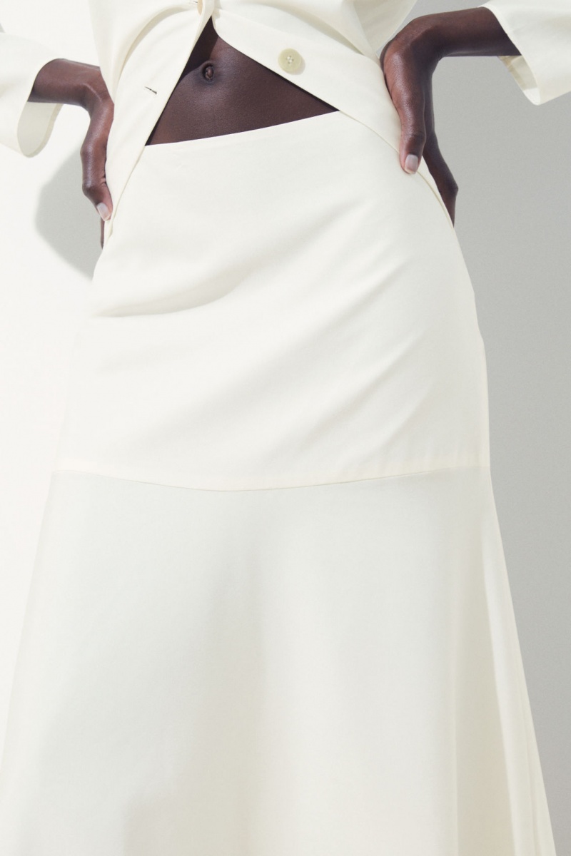 Women's COS The Flared Silk Skirt White NZ-54LNGYISH
