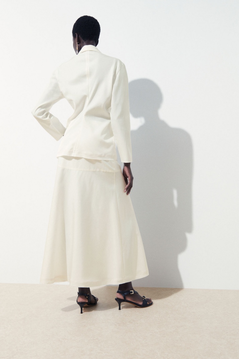 Women's COS The Flared Silk Skirt White NZ-54LNGYISH